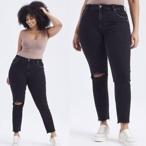 Abercrombie & Fitch Curve Love Skinny High Rise Jeans Black Destroy Denim 27 4L